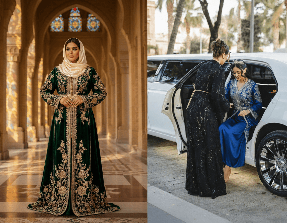 Bride and guest dressed in KE